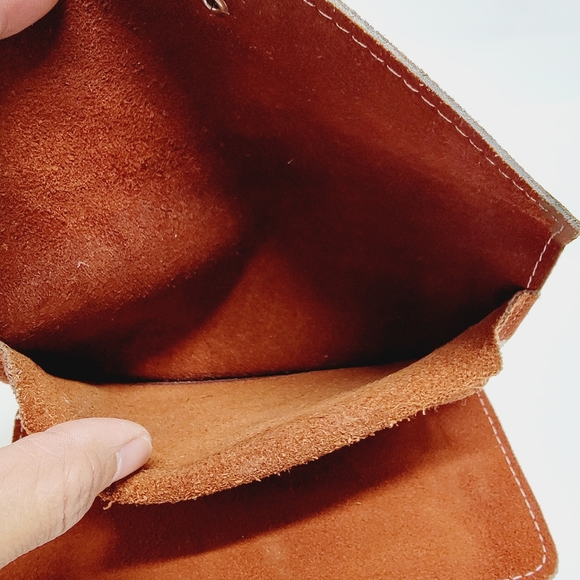 VINTAGE 70's Brasil Brown Suede Wallet CHECKBOOK HOLDER Snap Closure 7"×4"×1" - Picture 8 of 16